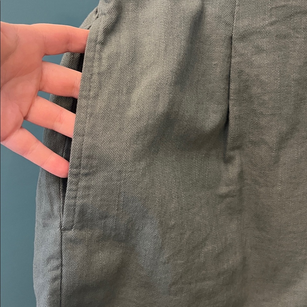 Madewell Clean Pull-On Linen/Cotton Shorts in Architect Green Size XL - Picture 5 of 13